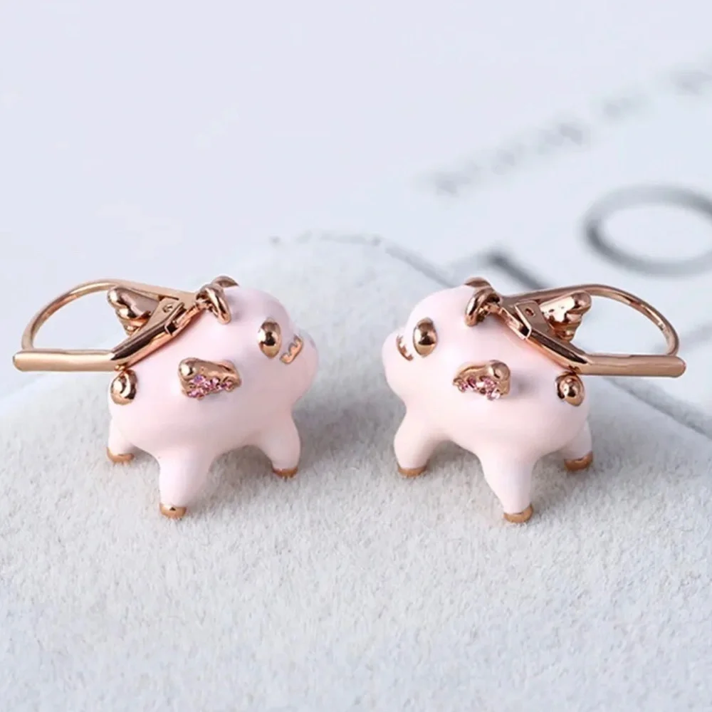 Spade Authentic Cute Fashion Drop Flying Pig Leverback Pink and Rose Gold